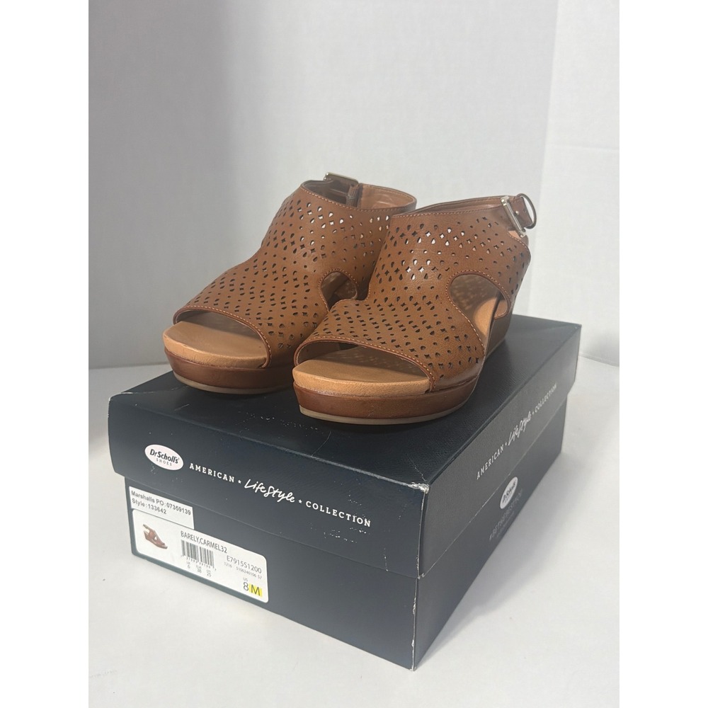 Dr. Scholls Barely Carmel Brown Perforated Wedge Sandals 8M E7915S1200